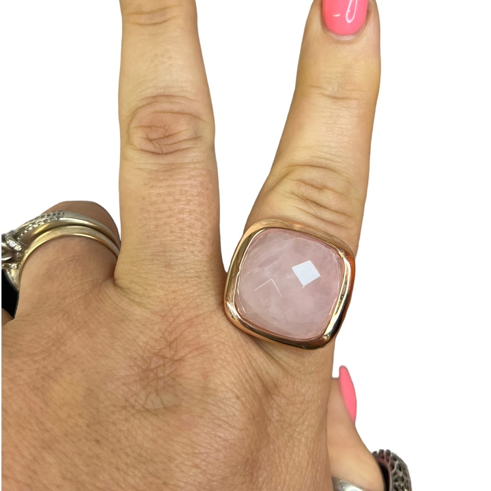 Bronze Milor Italy size 10 Rose Quartz ring - Picture 1 of 5